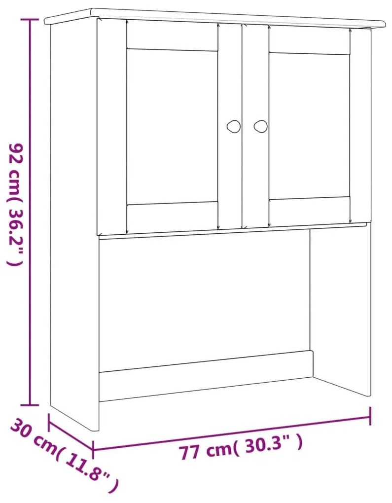 Πάνω Ντουλάπι-Βιτρίνα ALTA Λευκό 77x30x92 εκ. Μασίφ Ξύλο Πεύκου - Λευκό