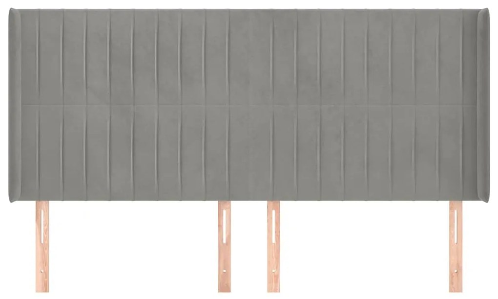 vidaXL Κεφαλάρι με Πτερύγια Ανοιχτό Γκρι 203x16x118/128 εκ. Βελούδινο