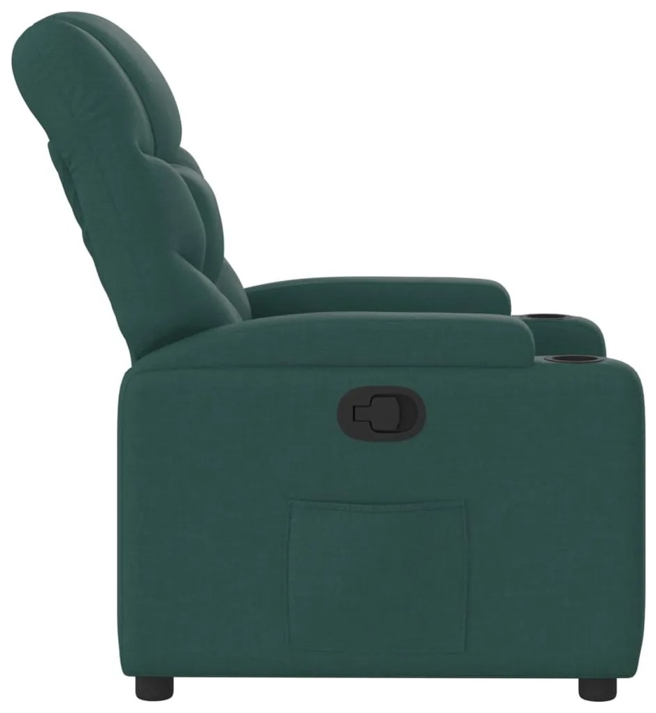 vidaXL Πολυθρόνα Ανακλινόμενη Σκούρο Πράσινο Υφασμάτινη