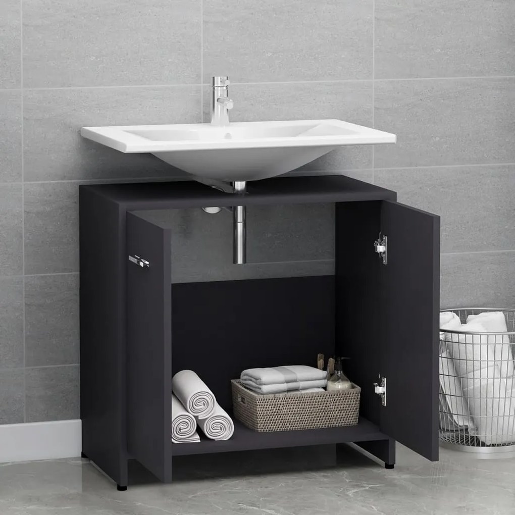 vidaXL Ντουλάπι Νιπτήρα Γκρι 60 x 33 x 61 εκ. από Μοριοσανίδα