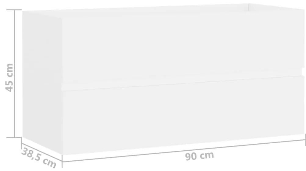 vidaXL Ντουλάπι Νιπτήρα Λευκό 90 x 38,5 x 45 εκ. από Επεξ. Ξύλο