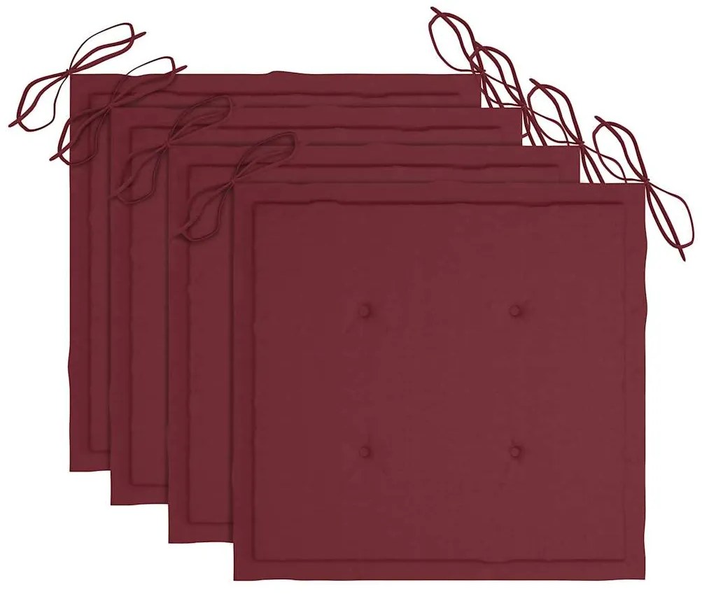 vidaXL Καρέκλες Κήπου Πτυσσόμενες 4 τεμ. Μασίφ Ξύλο Teak με Μαξιλάρια