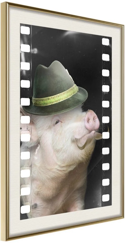 Αφίσα - Dressed Up Piggy - 20x30 - Χρυσό - Με πασπαρτού