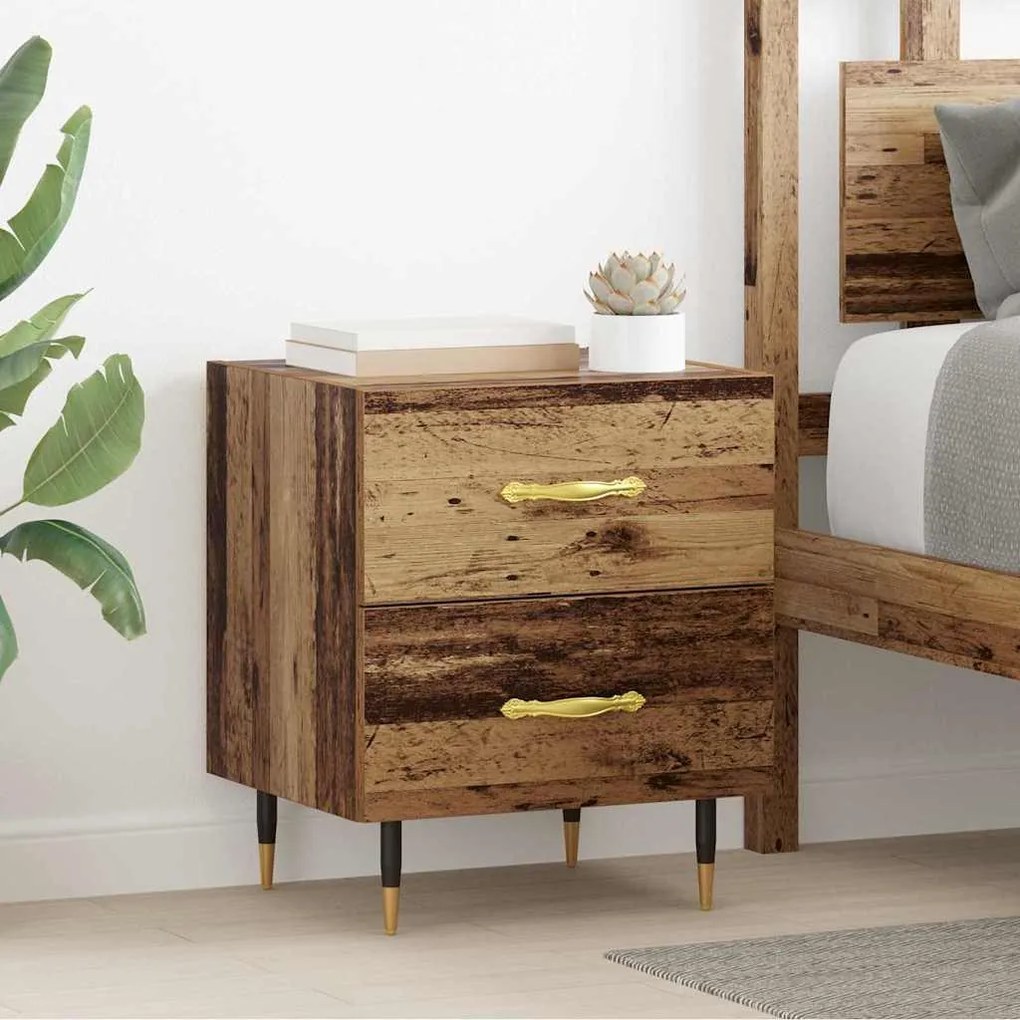 vidaXL Κομοδίνο 2 pcs Παλαιό ξύλο 40 x 35 x 47.5 εκ Επεξεργασμένο ξύλο