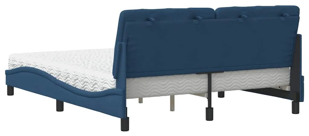 vidaXL Κρεβάτι με Στρώμα Μπλε 160x200 εκ. Υφασμάτινο