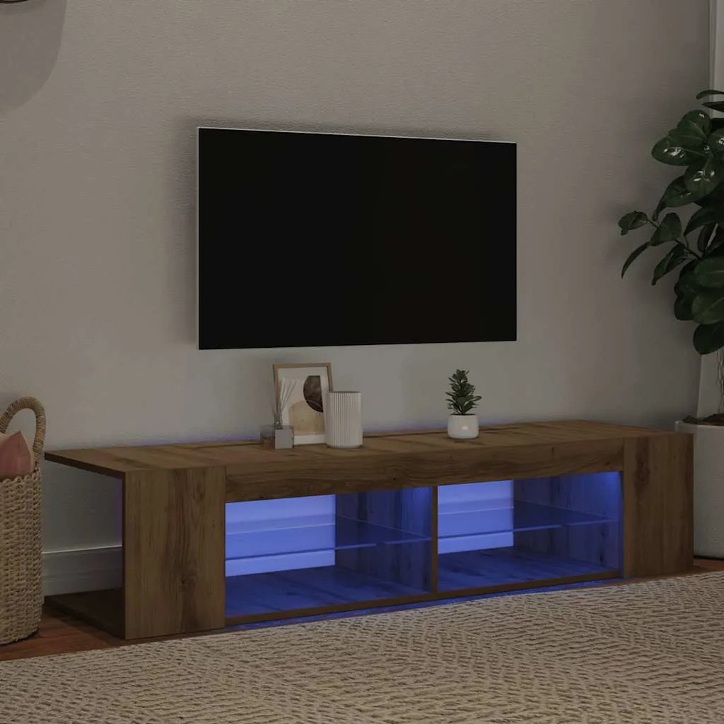vidaXL Έπιπλο Τηλεόρασης με LED Αρτισιανή Δρυς 135x39x30 εκ Επεξ.Ξύλο
