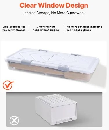 VEVOR Under Bed Storage with Wheels 39.8x20.1x5.9 In Rolling Storage Bags 2 Pack