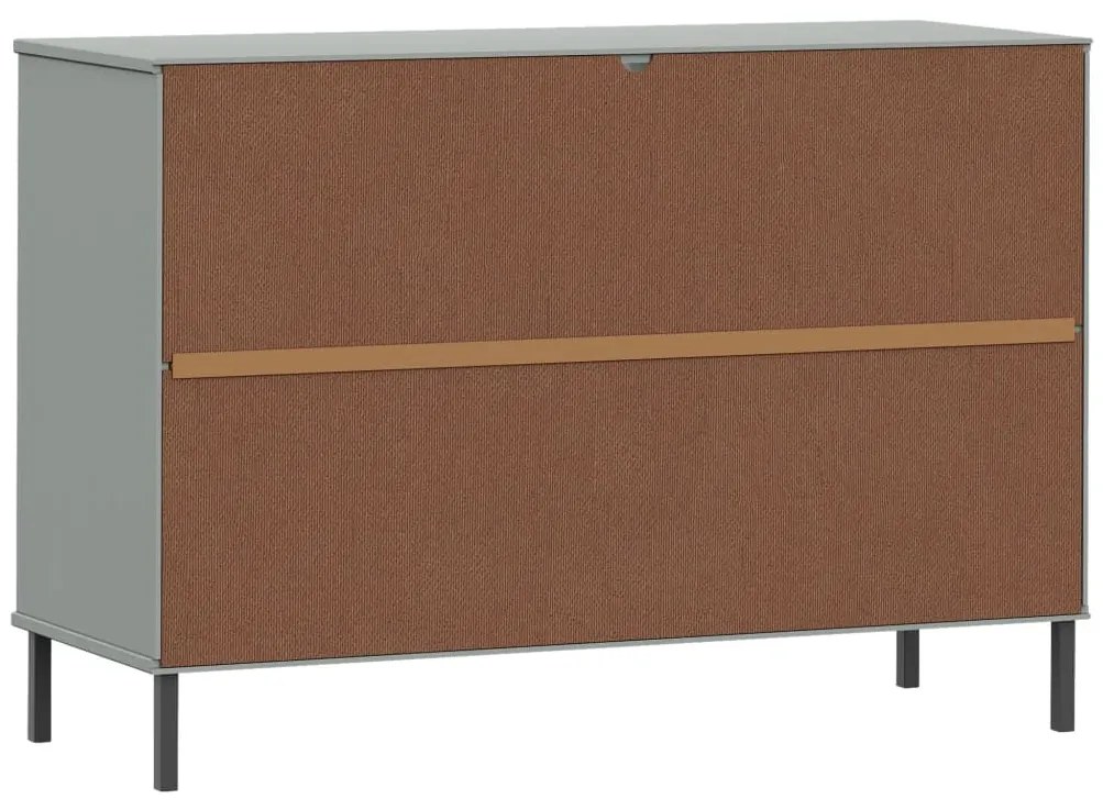 vidaXL Ντουλάπι OSLO Γκρι 113x40x77 εκ. Μασίφ Ξύλο με Μετ. Πόδια