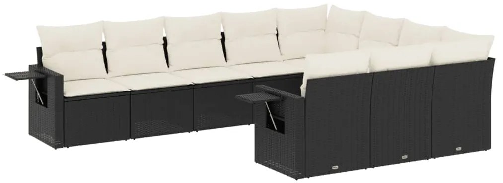 vidaXL Σαλόνι Κήπου Σετ 10 Τεμαχίων Μαύρο Συνθετικό Ρατάν με Μαξιλάρια