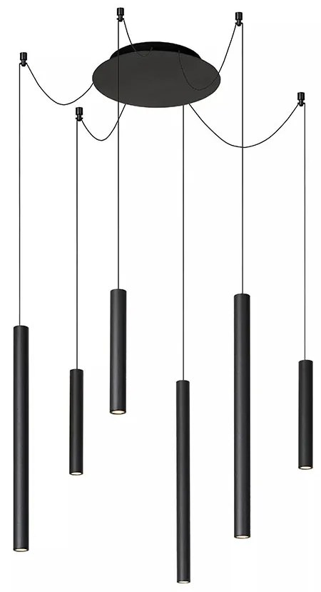 Φωτιστικό Κρεμαστό Lucide 74403-06-30 LORENZ Μαύρο Ματ (Black Mat) 3000 K