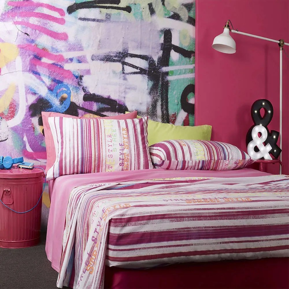 Σεντόνια Παιδικά Σετ 3τμχ Loop 21 Pink Bassetti Single 160x280cm 100% Βαμβάκι