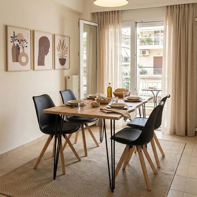 Τραπέζι Izzac επιφάνεια MDF sonoma-πόδι μαύρο μέταλλο 140x80x76εκ 140x80x76 εκ.