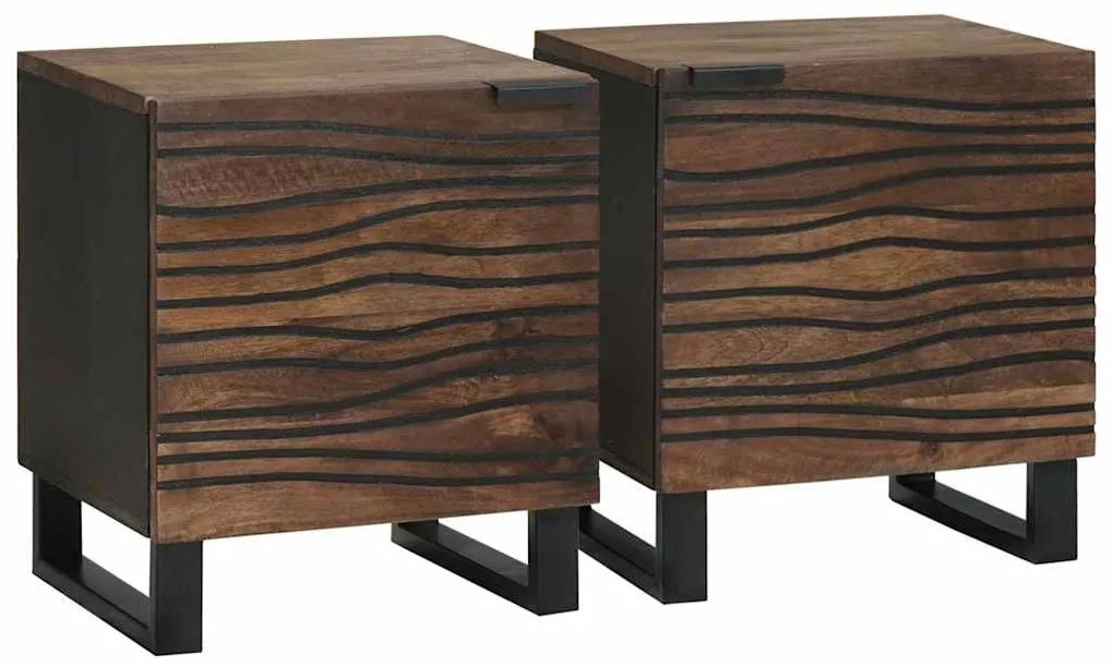vidaXL Κομοδίνο 2 pcs Καρυδιά 40 x 33 x 46 εκ. Μασίφ ξύλο μάνγκο