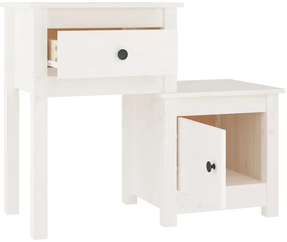 vidaXL Κομοδίνα 2 τεμ. Λευκά 79,5x38x65,5 εκ. από Μασίφ Ξύλο Πεύκου