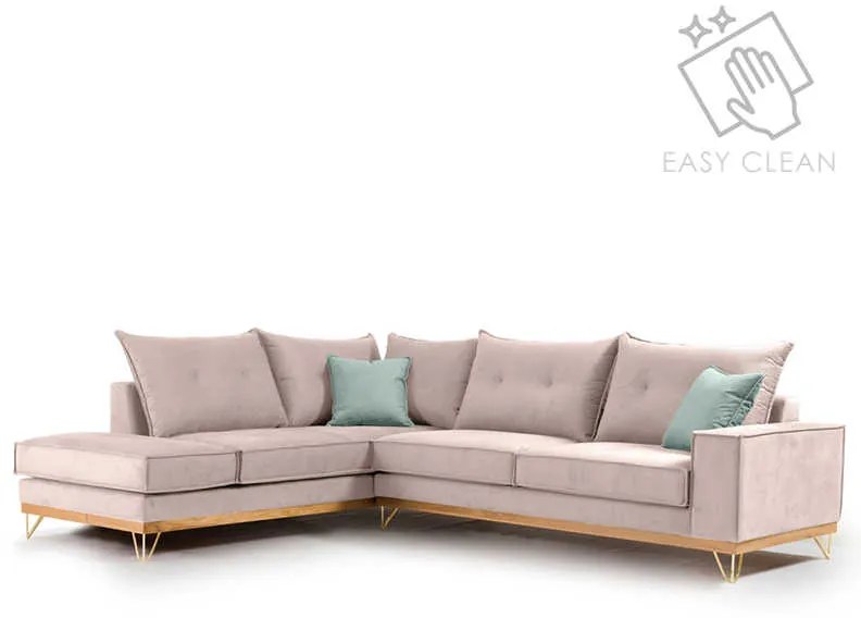 Γωνιακός καναπές δεξιά γωνία Luxury II pakoworld ύφασμα elephant-ciel 290x235x95εκ