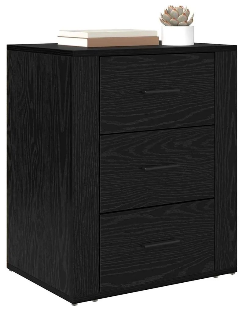 vidaXL Κομοδίνο Μαύρη δρυς 50 x 36 x 60 εκ Επεξεργασμένο ξύλο