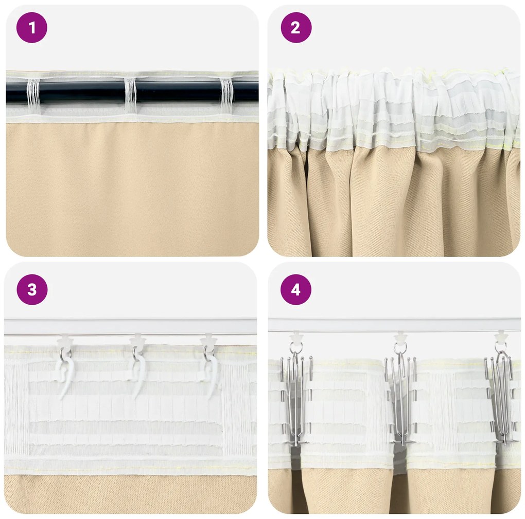 vidaXL Κουρτίνες με κουρτίνες 2 pcs Κρεμ 225 x 140 εκ. Πολυεστέρας
