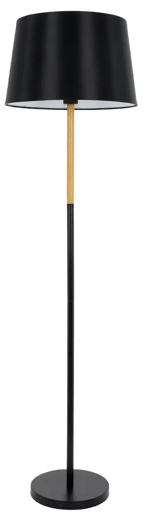00827 GloboStar®  CEDAR 00827 Μοντέρνο Επιδαπέδιο Φωτιστικό Μονόφωτο 1 x E27 IP20 Μαύρο Μέταλλο, Μαύρο Ύφασμα με Μπεζ Ξύλο - Μ40 x Π40 x Υ148cm