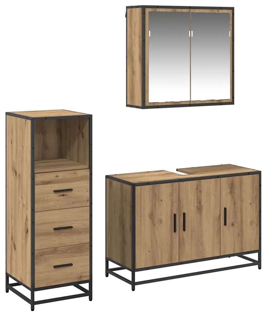 vidaXL Σετ Επίπλων Μπάνιου 3 pcs artisan δρυς 90 x 33 x 60 εκ.