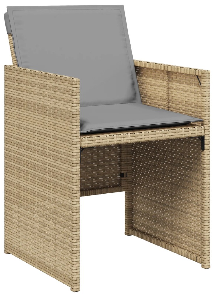 vidaXL 9 τεμάχια σετ κήπου με μαξιλάρια μπέζ από poly rattan