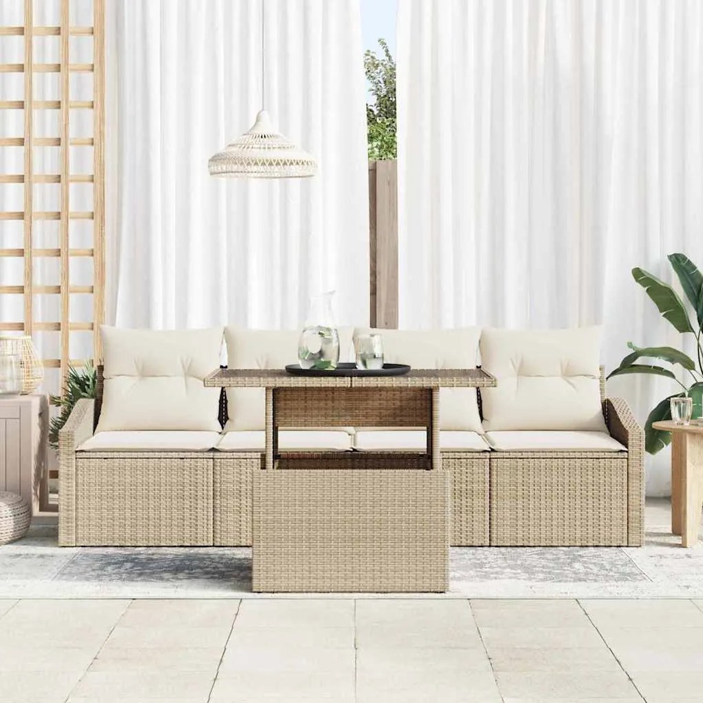vidaXL Σετ Καναπέ Κήπου 5 pcs μπεζ και κρεμ 100 x 55 x 73 εκ