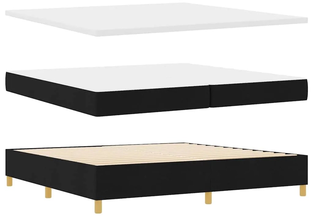 vidaXL Κρεβάτι με ελατήριο με στρώμα Μαύρο 200 x 200 cm ύφασμα