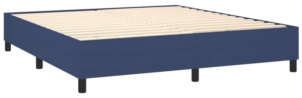 Κρεβάτι Boxspring με Στρώμα &amp; LED Μπλε 160x200 εκ. Υφασμάτινο - Μπλε