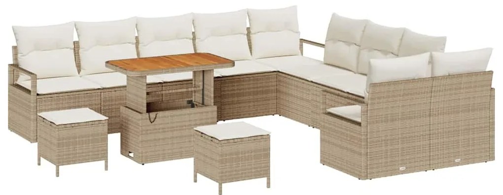 vidaXL Σετ Καναπέ Κήπου με μαξιλάρι 13 pcs Μπεζ Πολυ ράταν