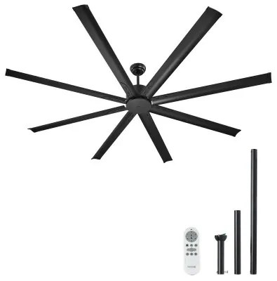 VEVOR 213 cm Aluminum Ceiling Fan Without Light Remote Control DC Motor Black