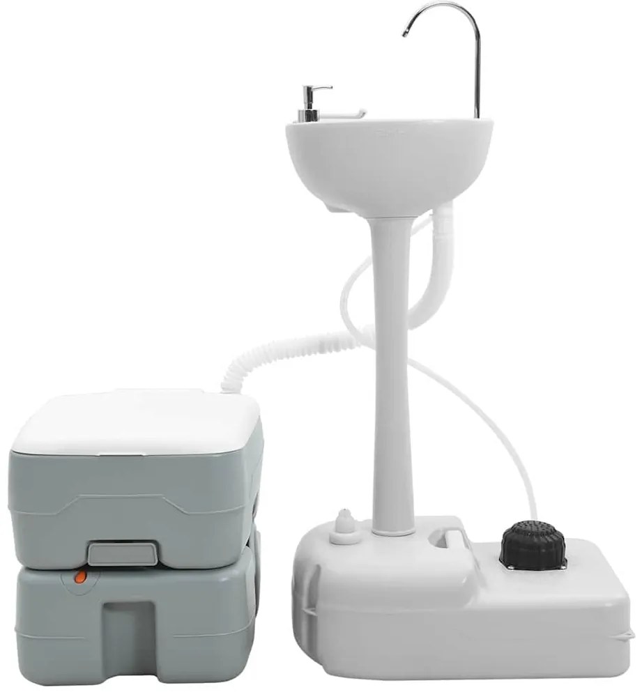 vidaXL Σετ κάμπινγκ 2 pcs Γκρι 50.5 x 33 x 103 εκ Πλαστικό