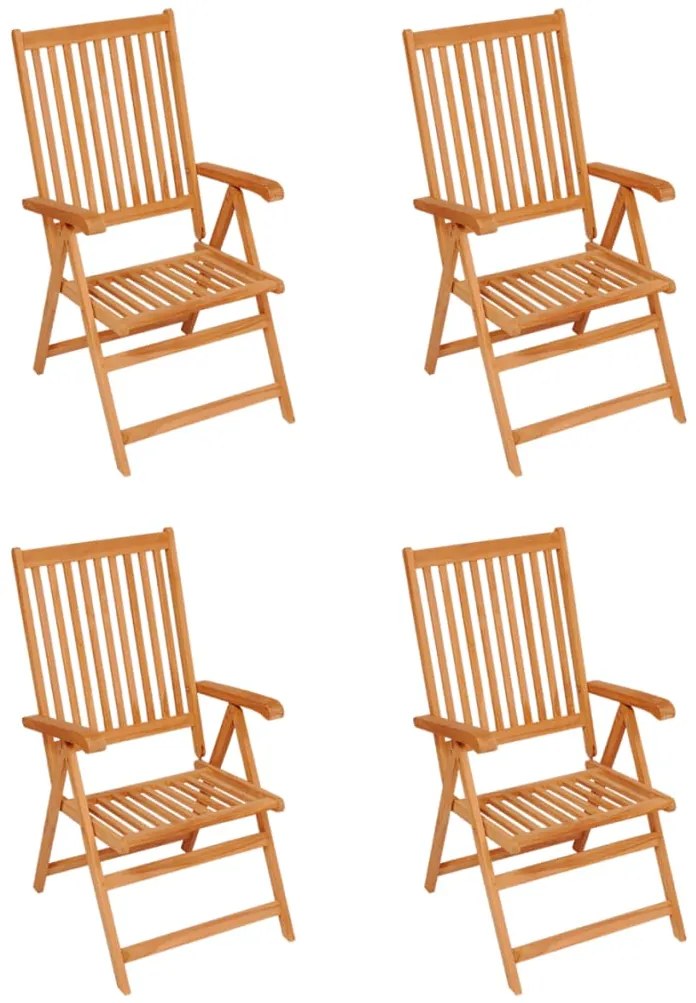 vidaXL Καρέκλες Κήπου 4 Τεμαχίων από Μασίφ Ξύλο Teak με Μπεζ Μαξιλάρια
