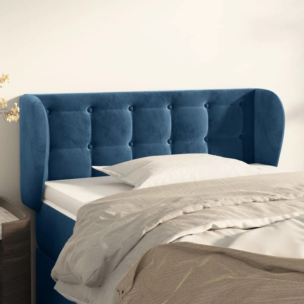 Κεφαλάρι με Πτερύγια Σκούρο Μπλε 93x23x78/88 εκ. Βελούδινο 3117618