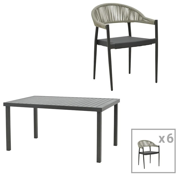 Intrahome Τραπεζαρία Elation-Kliton B σετ 7τεμ Intrahome αλουμίνιο σε ανθρακί απόχρωση 150x80x74εκ | SKU: INTRAPA-311111999