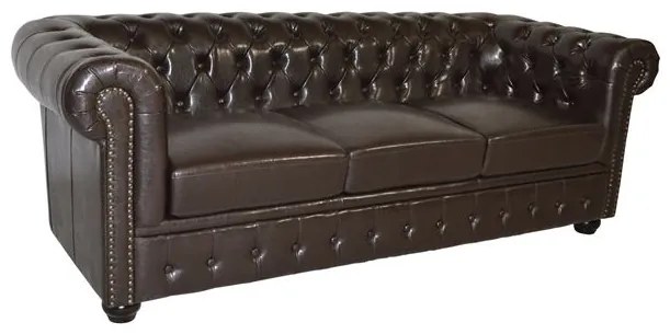 ΚΑΝΑΠΕΣ 3ΘΕΣΙΟΣ T.CHESTERFIELD HM3009.01 ΤΕΧΝΟΔΕΡΜΑ ΣΚΟΥΡΟ ΚΑΦΕ 208x90x73Υ εκ. 3θέσιος