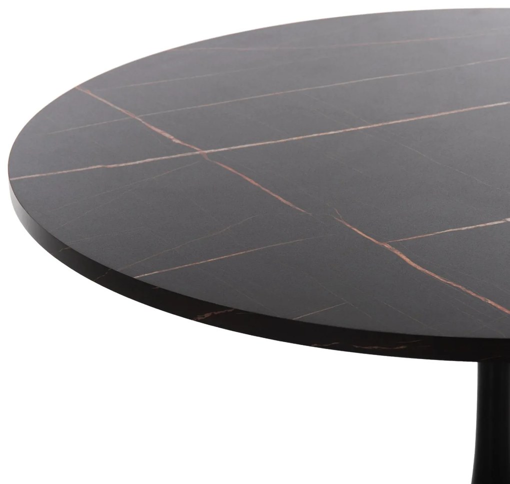 ΤΡΑΠΕΖΙ ΤΡΑΠΕΖΑΡΙΑΣ ROLLO  ΣΤΡΟΓΓΥΛΟ BLACK MARBLE Φ90x74 εκ.