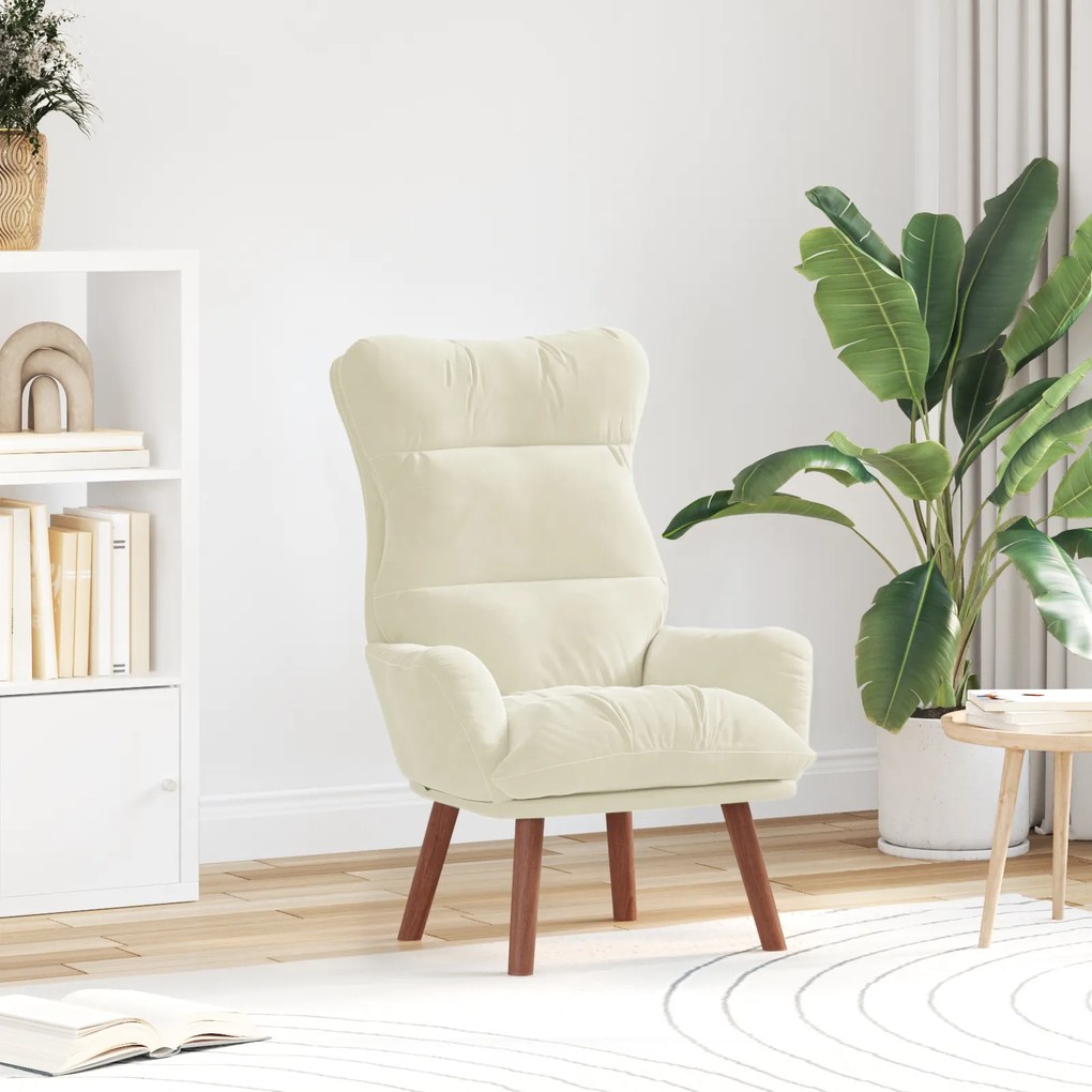 vidaXL Χαλαρωτική Πολυθρόνα Κρεμ 69 x 74 x 93 εκ. Βελούδο