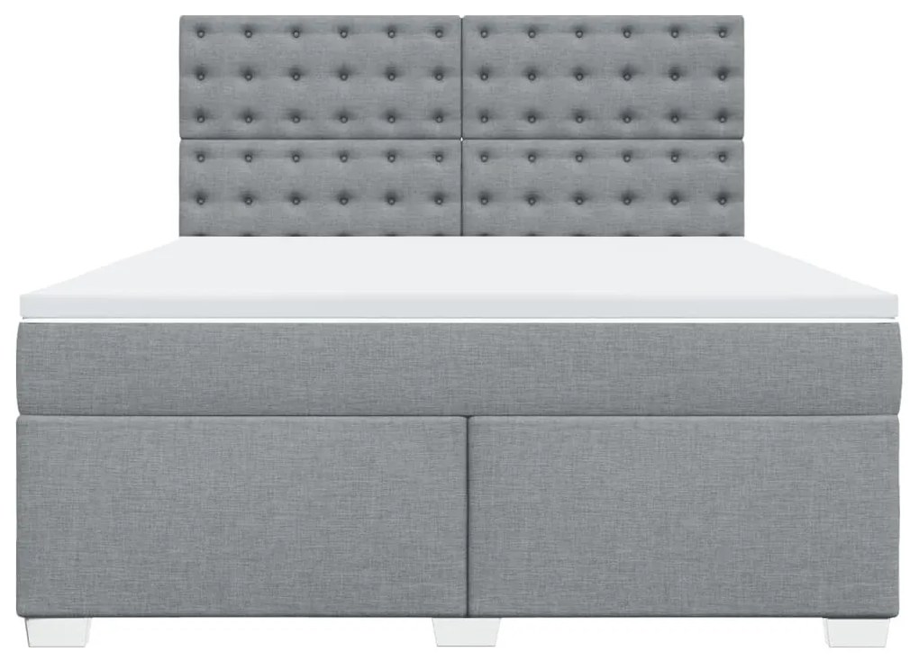 Κρεβάτι Boxspring με Στρώμα Ανοιχτό Γκρι 180x200 εκ. Υφασμάτινο - Γκρι
