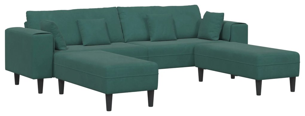 vidaXL Βελούδινος καναπές 3 pcs Σκούρο Πράσινο 208 εκ. Βελούδο