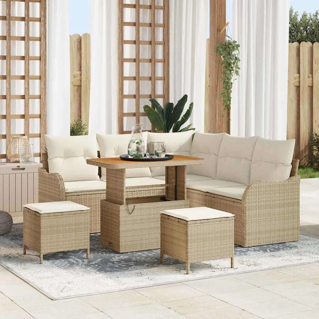 vidaXL Σετ Καναπέ Κήπου 8 pcs Μπεζ συνθετικό ρατάν