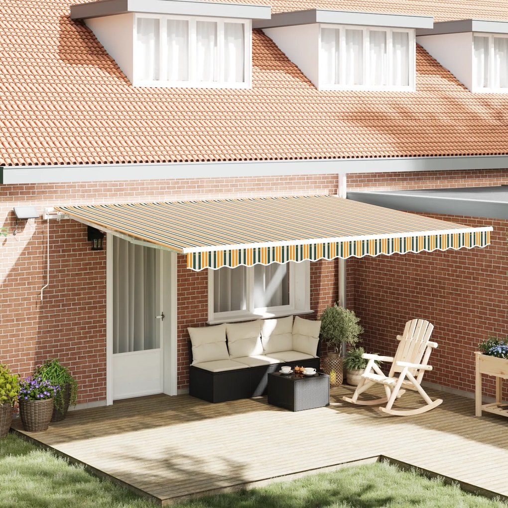 vidaXL Ανασυρόμενη τέντα with Πράσινο και κίτρινο 450 x 350 εκ