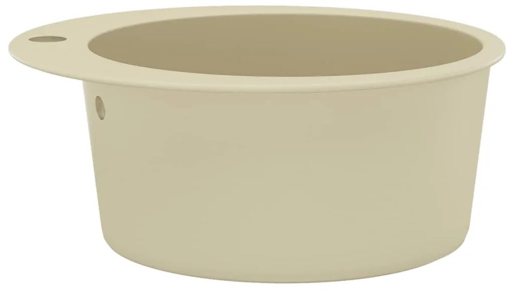 vidaXL Νεροχύτης με Μονή Γούρνα Στρογγυλός Μπεζ Γρανιτένιος