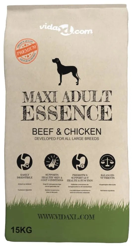 vidaXL Ξηρά Τροφή Σκύλων Premium Maxi Adult Essence Beef &amp; Chicken 15κ