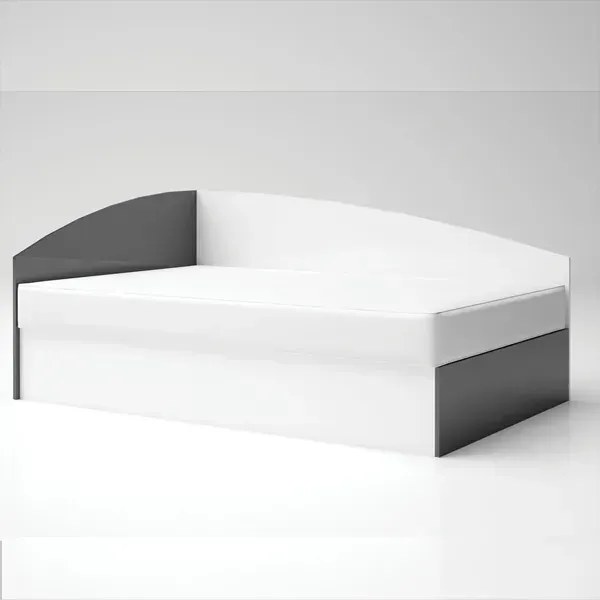 Κρεβάτι ημίδιπλο ANGELINA με αποθηκευτικό χώρο και στρώμα 120x190cm, Άσπρο γυαλιστερό / Ανθρακί γυαλιστερό 124x70x193cm, Αναστρέψιμο-GRA212