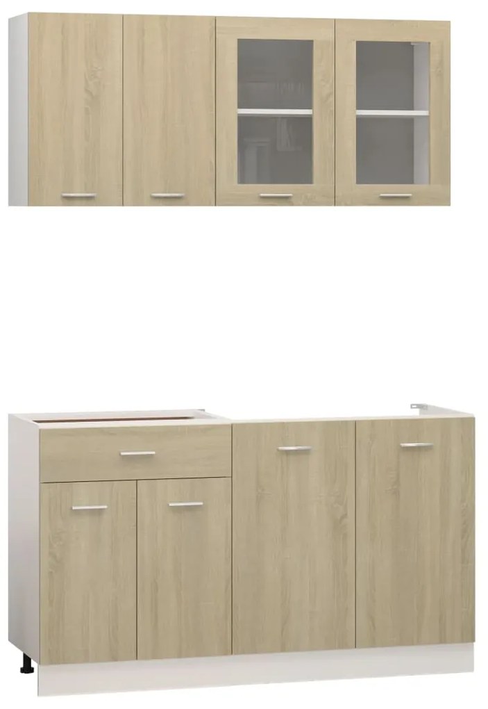 vidaXL Σετ Ντουλάπια Κουζίνας 4 Τεμαχίων Sonoma Δρυς Μοριοσανίδα
