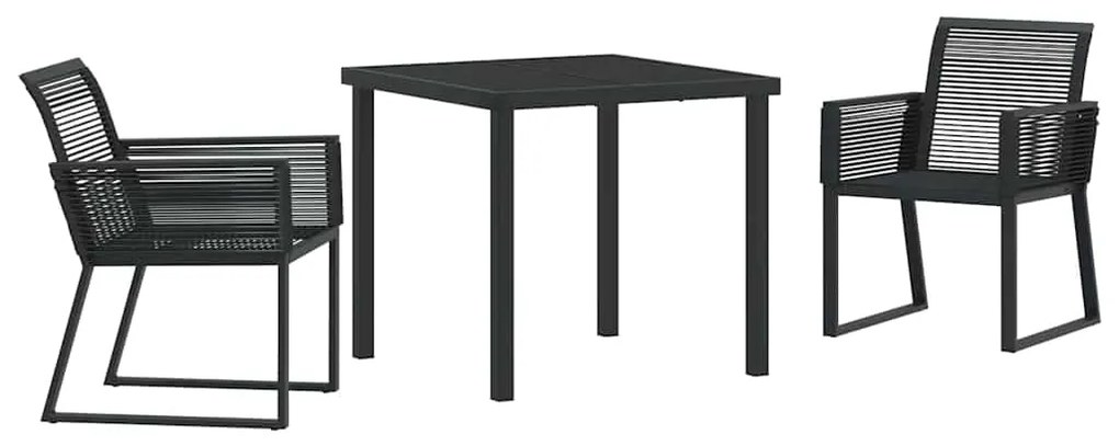 vidaXL Σέτ φαγητού για κήπο 3 pcs Μαύρο Χάλυβας με επίστρωση πούδρας