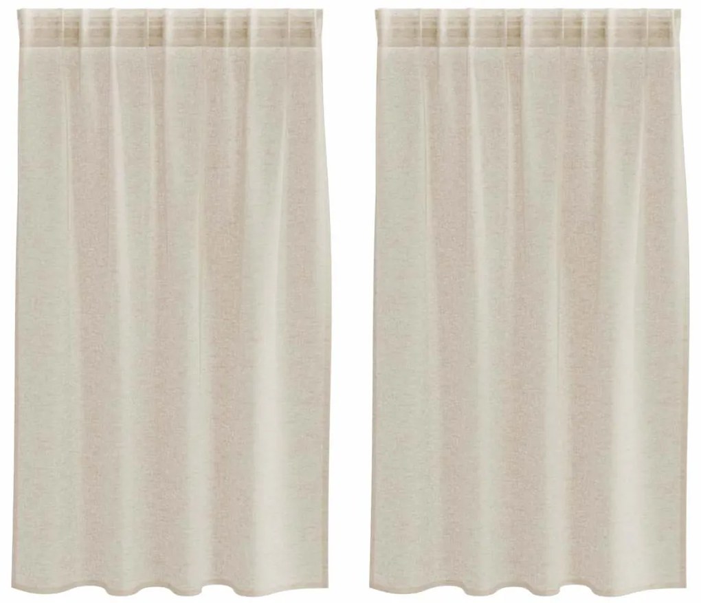 vidaXL Κουρτίνες με κουρτίνες 2 pcs Άμμος 140x140εκ Πολυεστέρας