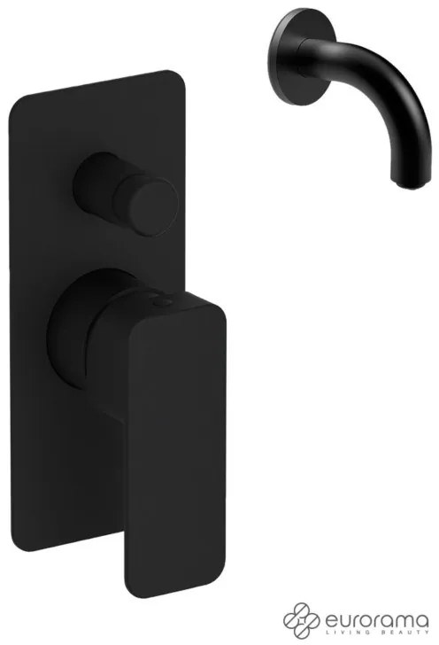 Eurorama Quadra Black Matt Στόμιο 10cm Φ24mm+Μίκτης εντοιχισμού 2 εξόδων με εκτροπέα