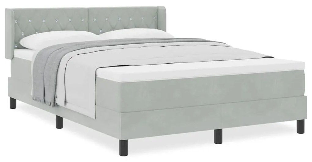 vidaXL κρεβάτι box spring με μαξιλάρι  ανοιχτό γκρι 140x190 εκ. βελούδο