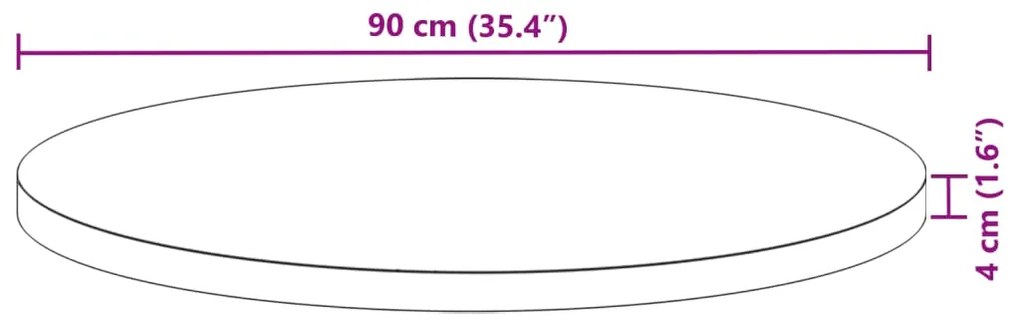 Επιφάνεια Τραπεζιού Στρογγυλή Ø90x4 εκ. από Μασίφ Ξύλο Ακακίας - Καφέ