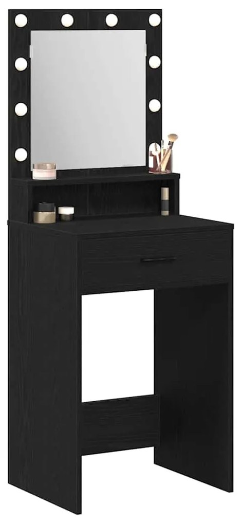 vidaXL Κομοδίνο με ράφι Μαύρη δρυς 50 x 41 x 135 εκ Επεξεργασμένο ξύλο